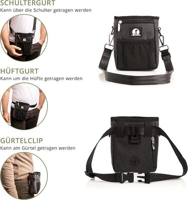 Мішок для ласощів для собак - міцний та водовідштовхувальний аксесуар для прогулянок та тренувань (Чорний) Black Edition