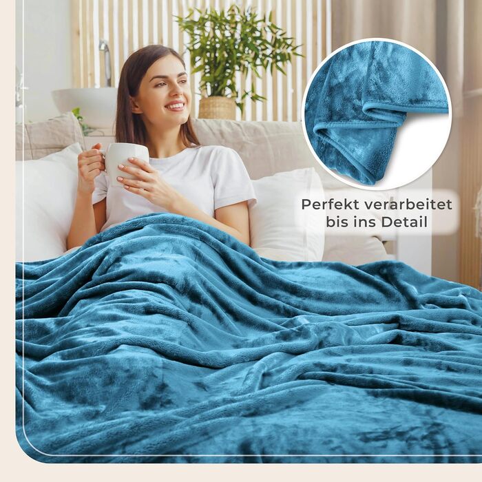 Плед Gräfenstayn® Kuscheldecke Cashmere-Feeling: м'який та пухнастий, 150x200/220x240 см, бірюзовий