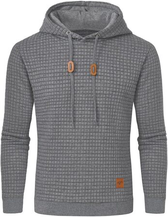Чоловічий худі Tanozer Baic Weathirt з довгим рукавом у клітинку, сірий (M)
