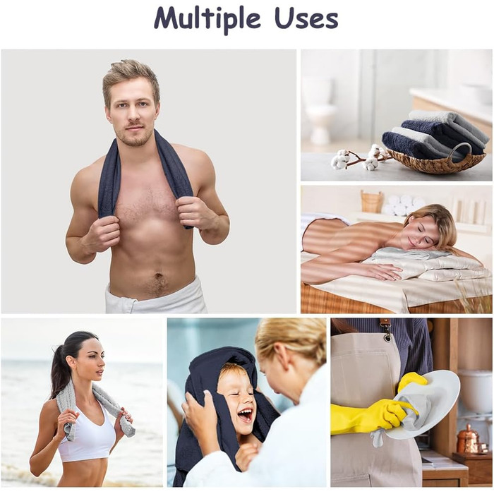 Мікрофібровий рушник URAQT, набір 12 шт. - Швидковисихаючий рушник з мікрофібри для сауни, фітнесу, спорту, подорожей, пляжу - 30x30 см
