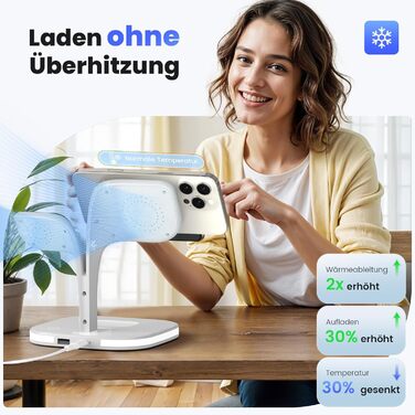 Зарядний пристрій Magsafe 5-в-1 COLSUR для iPhone 17/16/15/14/13/12 Pro Max, Apple Watch 10/9/8/7/6/5/4/SE/2/Ultra, AirPods 4/3/2/Pro - Білий