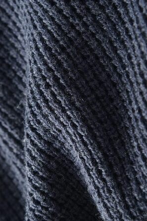 Чоловічий в'язаний светр з коміром-шарфом, візерунок коси, ґудзикова застібка, мериносова вовна, сучасний класичний стиль (S, темно-синій)