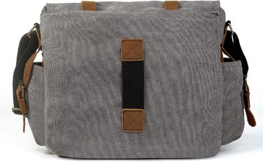 Вінтажна чоловіча сумка через плече з шкіри та канвасу Sechunk, для ноутбука 15/17 дюймів, сіра
