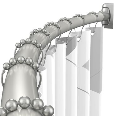 Вигнута штанга для душу, регульована 109,9-183,9 см, нержавіюча сталь, алюміній, для ванної кімнати