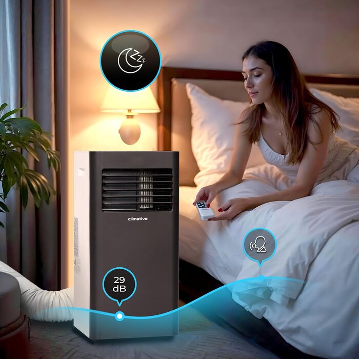 Мобільний кондиціонер з витяжним шлангом 10000 BTU, 2,9 кВт, WiFi, Tuya Smart, для квартир до 29 м², з ущільнювачем для вікна