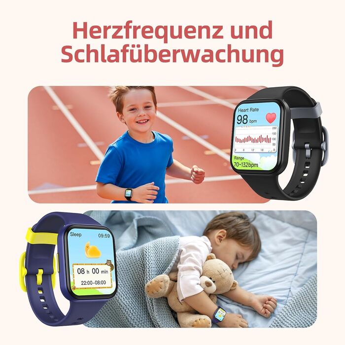 Дитячий розумний годинник Parsonver, 1.69' - фітнес-трекер з пульсометром, монітором сну, IP68, 20 спортивних режимів, для дітей 6-12 років, чорний