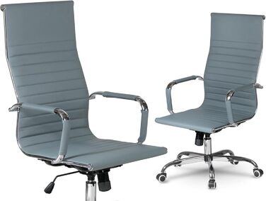 Офісне крісло Tokio з ергономічною спинкою, поворотне, на колесах, з регульованою підголівником, ігрове, для керівника, штучна шкіра, сірий