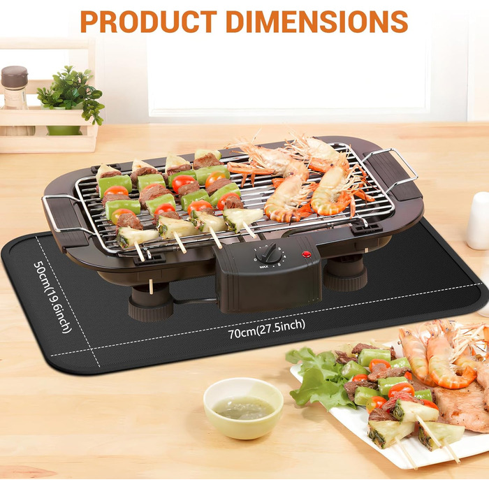 Термостійкий килимок, вогнестійкий силіконовий килимок для фритюрниці, 60x40 см. Захист від нагріву для кухонних стільниць, плити, мікрохвильовки, тостера (70x50 см)