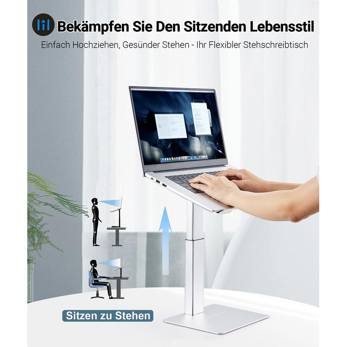 Підставка для ноутбука, регульована по висоті, сіра (срібляста), для MacBook та ноутбуків 13'-16.5'