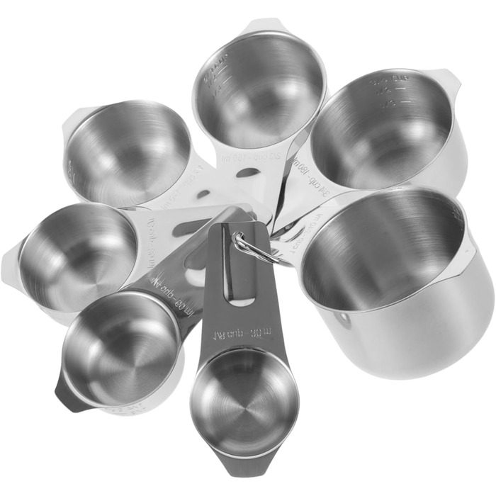 Cieeo 4-Piece Baking Tool Set: Measuring cups, spices, help, bowls, measurement, teaspoons, measuring spoons, bottle, simple cooking spoon, teacup measuring, cup for measuring, stainless steel, silver.