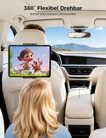 Тримач для планшета в авто OHLPRO: кріплення на підголівник, шарнірний кронштейн, сумісний з iPad, телефонами, Switch, Samsung (5-13 дюймів)