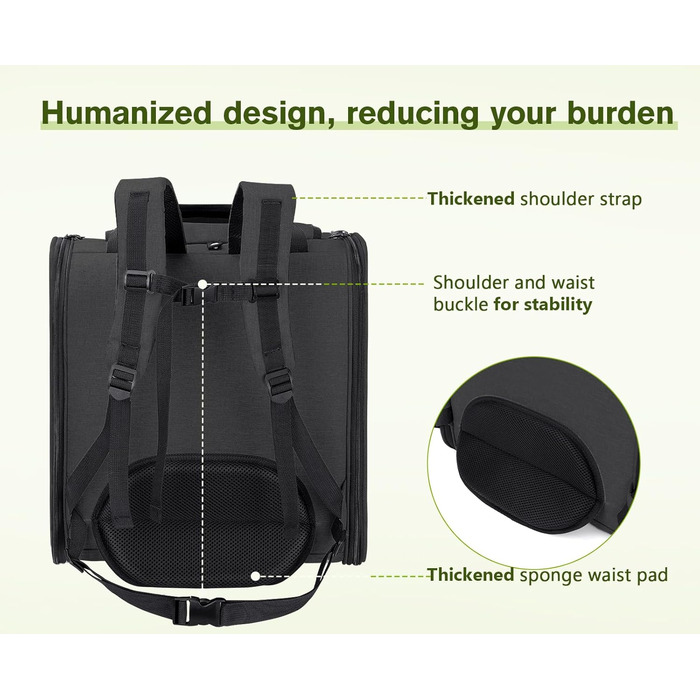 Рюкзак для собак та котів Pecute: переноска для 2 котів або 1 собаки, сірий