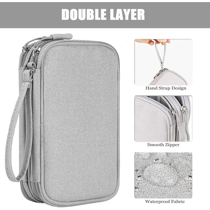 Органайзер для кабелів та аксесуарів для подорожей, сірий. Універсальний кейс для кабелів, power bank та інших гаджетів