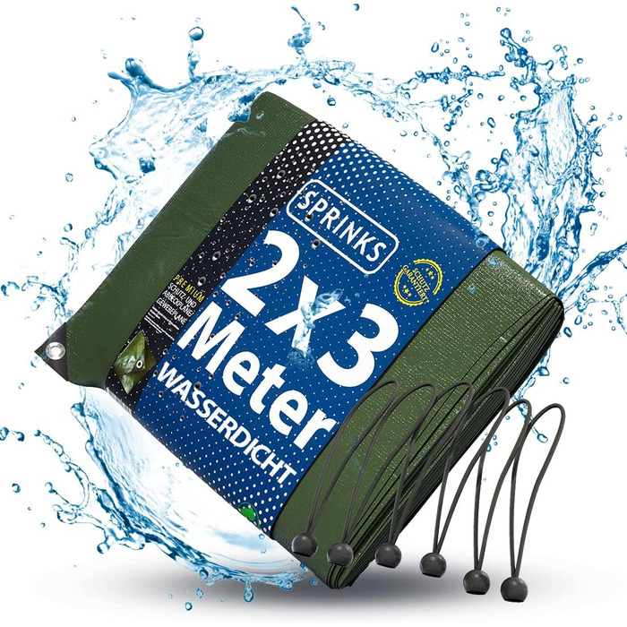 Professional Tarp 240 g/m² [3x4m] - Robust woven tarp with eyelets - Waterproof and UV-resistant tarp - Outdoor tarp - Weatherproof all-purpose tarp including 6 tarp straps (2 x 3 m)