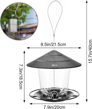 SANOTO Hanging Bird Feeder - Weatherproof Birdhouse for Wild Birds - Cone Flower Design - Brown - Balcony & Garden