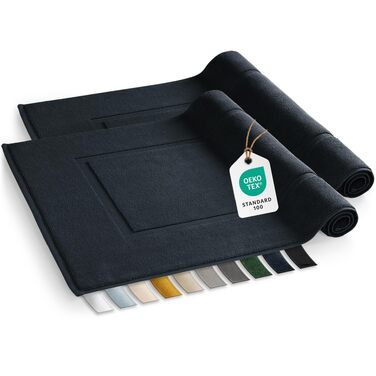 Набір бамбукових килимків для ванної кімнати Blumtal Terry, 100% бавовна, 50x80 см, сертифікат Oeko-Tex, темно-синій (комплект 2 шт.)