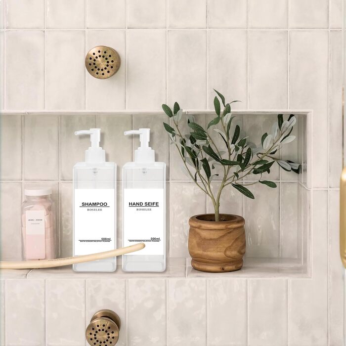 Набір дозаторів для мила Roselee (4 шт.), 500 мл, прозорі, для кухні та ванної кімнати