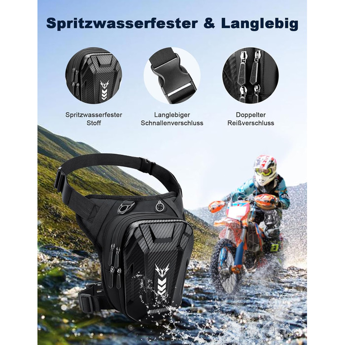 Мотосумка на стегно Beintasche, поясна сумка для чоловіків та жінок, розширена місткість, світловідбиваючі смуги та регульований ремінь, рюкзаки та сумки для велоспорту та піших прогулянок