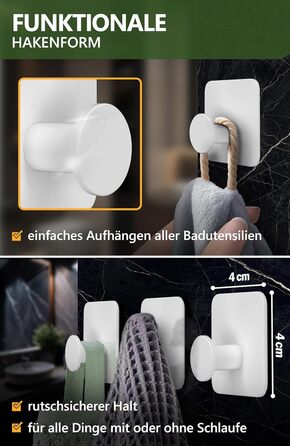 Набір гачків для рушників 4smile, 6 шт. - без свердління, з нержавіючої сталі, водонепроникні, для ванної кімнати