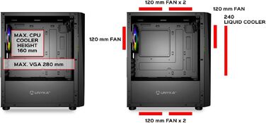 Ігровий корпус для ПК UNYKA GLAYZE Micro ATX, ARGB підсвітка, загартоване скло, 120мм ARGB вентилятори, USB 3.0/2.0