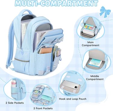 Дитячий рюкзак Tanou для дівчаток, водонепроникний, з візком, візерунок 'Клешні', 9-16 років (Блакитний)