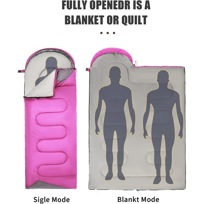Lightweight Waterproof Sleeping Bag for Adults - Cold Weather Camping & Hiking | Compression Bag Included
