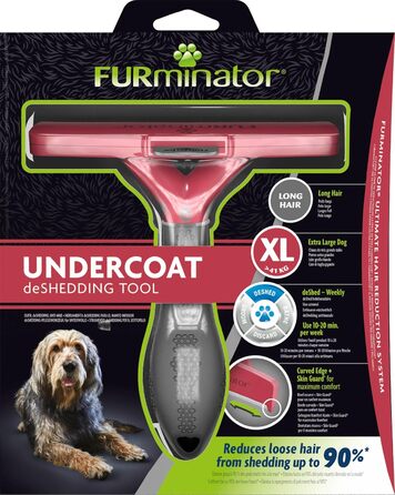 FURminator для собак XL: щітка для видалення підшерстка з довгим волоссям. Покращений дизайн Clear для дуже великих собак