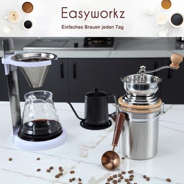 Ручна кавомолка Easyworkz з регулюванням помелу, герметичний контейнер, для кухні, ручка-кривошип