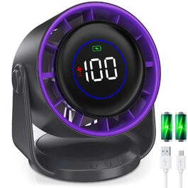 Настільний вентилятор Leise: тихий, перезаряджається через USB, ефективне охолодження, 100 швидкостей, компактний, портативний, кут нахилу 105°, LED дисплей, для офісу та подорожей