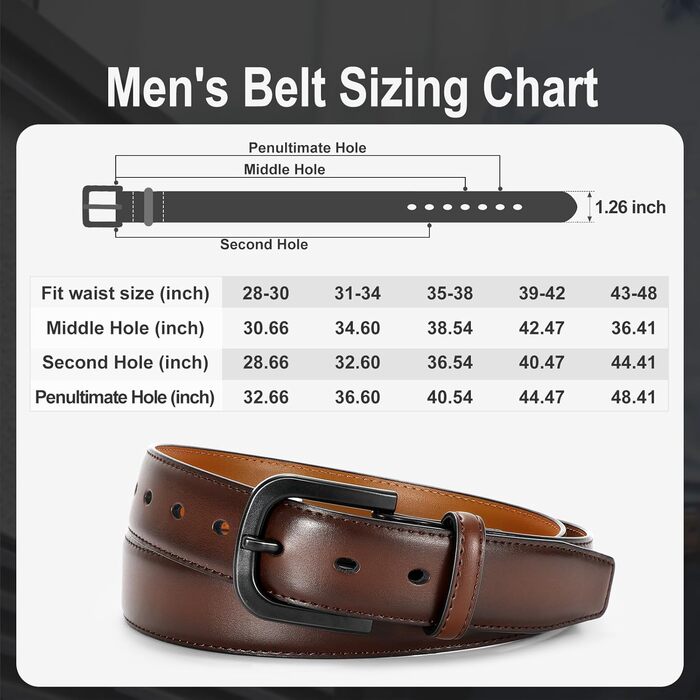 Чоловічий шкіряний ремінь VONMELLI без металу, TSA-сертифікований, для джинсів, з гіпоалергенною застібкою, розмір пояса 48-52