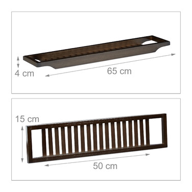 Relaxdays Bathtub Shelf Bamboo Brown Lacquered