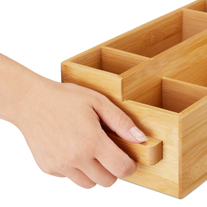 Bamboo Cutlery Holder with Napkin Holder