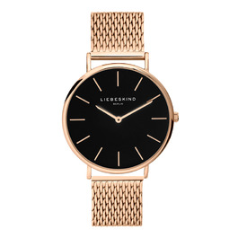 Годинник Liebeskind Berlin для жінок – 38 мм, круглий корпус, кварцовий механізм, сітчасте браслет, водостійкість 5ATM, для щоденного використання & стильний (Рожеве золото / Чорний)