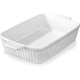 Керамічна форма для запікання MALACASA Bake.Bake 39,6 см, 4,2 л, біла, для лазаньї, тірамісу, запіканок, прямокутна, на 4-6 осіб