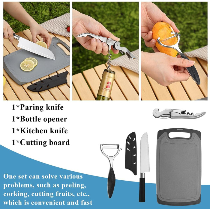 Набір кухонного посуду Kyraton для кемпінгу, 15 предметів, нержавіюча сталь, ідеально підходить для подорожей, грилю, кемпінгу та піших прогулянок