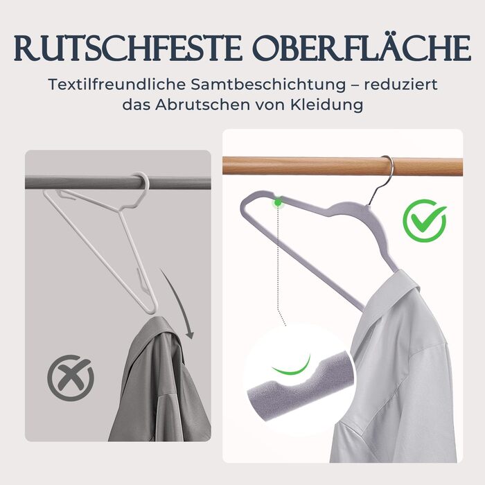 В'язки для одягу з велюру, 20 шт. - В'язки для одягу, економія місця, неслизькі, міцні, 360° обертання - для сорочок, костюмів, светрів, штанів, сірі