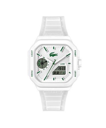 Годинник Lacoste LC33 Square силіконовий ремінець, кварцовий, блакитний/зелений/білий