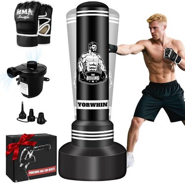 Стендова боксерська груша для дорослих та підлітків, 175 см, міцна боксерська груша для ударів, комплект з боксерськими рукавичками та електричним насосом, боксерська груша для чоловіків, ідеальна для тренувань MMA та кікбоксингу