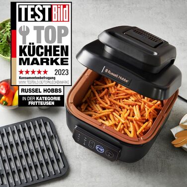 Аерофритюрниця Russell Hobbs SatisFry XL 5,5 л, мультифункціональна, Rapid Air, електрична, гриль, мультикухар, антипригарна, підходить для посудомийної машини, верхнє та нижнє нагрівання, повільне приготування, випічка, модель 26520-56