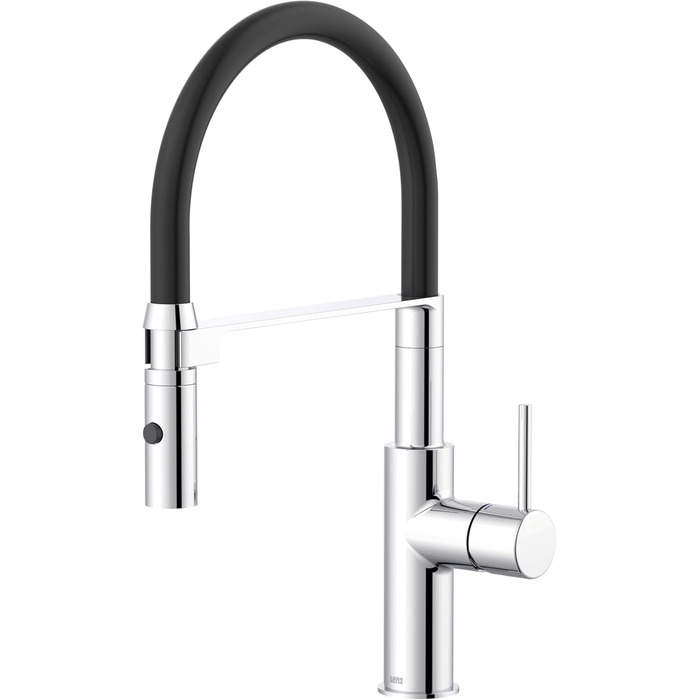Кухонний змішувач Lenz NALU - матовий, з висувною лійкою, 2 режими, економія води, антижир, монтаж зверху, 46070422 (хром)