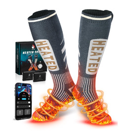Гріючі шкарпетки для жінок та чоловіків, 5V 6000mAh, керування через додаток, зона нагріву збільшена на 30%, для катання на лижах, активного відпочинку, кемпінгу, походів та мотоциклів, розмір 38-44 EU