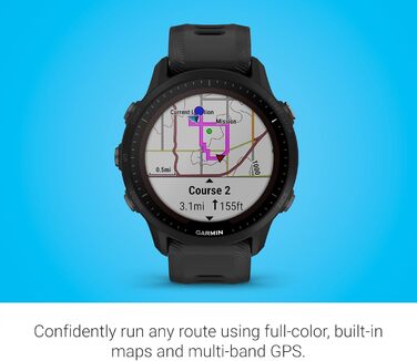 Garmin Forerunner 955 - GPS-годинник для триатлонів, бігу, з сонячною батареєю, чорний