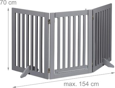 Захисне ворота для собак Relaxdays, сіре, 70 x 154 см, розкладне, з дверцятами та ніжками, самостійне