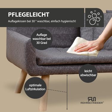 Диванчик для собак Rohrschneider Chicago | Миється, для собак маленьких та середніх порід | Макс. вага 50 кг | Зручний, сірий, розмір 103x57x50 см | З аксесуаром для збору відходів