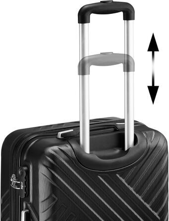 Набір валіз Zelsius 3 шт., чорний | ABS, з кодовим замком, подвійними колесами та внутрішнім роздільником | Ручна валіза, набір валіз, ролер, велика валіза, багаж