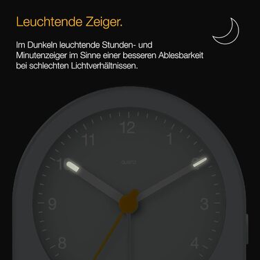 Braun Classic Analog Alarm Clock with Snooze Function and Continuous Backlight, Quiet Quartz Movement, Gradually Increasing Alarm Tone in Grey, Model BC22G.