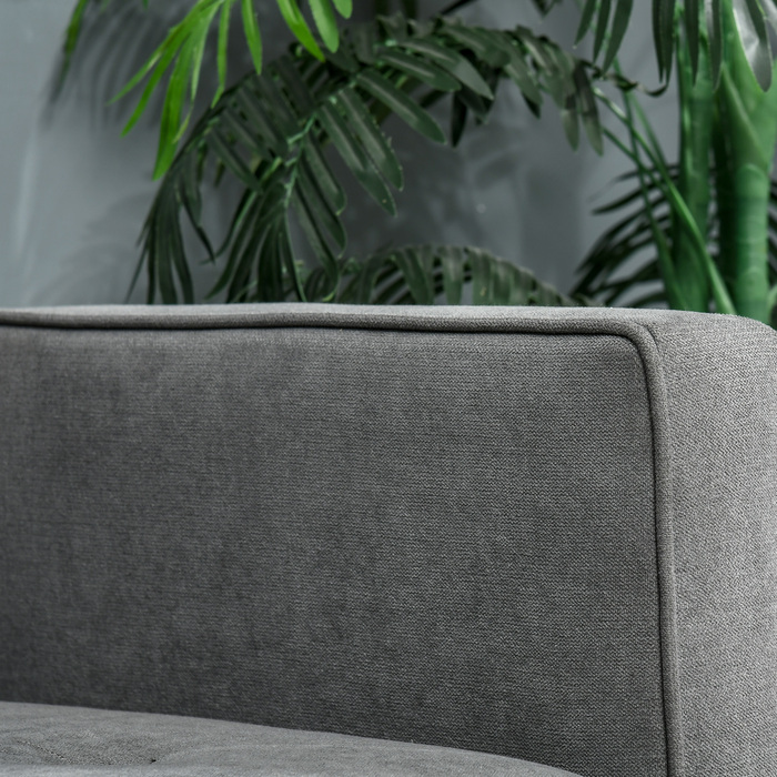 HOMCOM 3-Seater Sleeper Sofa with Reclining Function and Adjustable Angle, Vintage Design Made of Eucalyptus Wood and Cotton in Grey