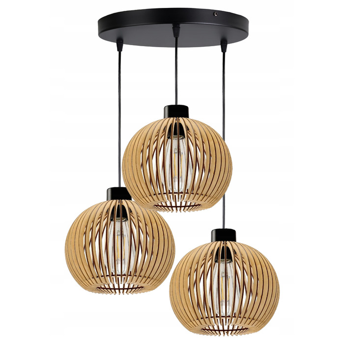 Підвісна LED-лампа ONE Loft: дерево, 3 точки освітлення, цоколь E27