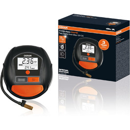 OSRAM TYREinflate RAPID – цифровий 12V компресор для шин, портативний електричний насос із автостопом, LED-підсвіткою, програмованим режимом, швидке накачування шин за 2 хвилини