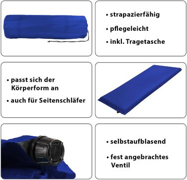 Килимок для кемпінгу Alpidex Isomatte Camping, 200 x 66 x 6 см, самонадувний, темно-синій